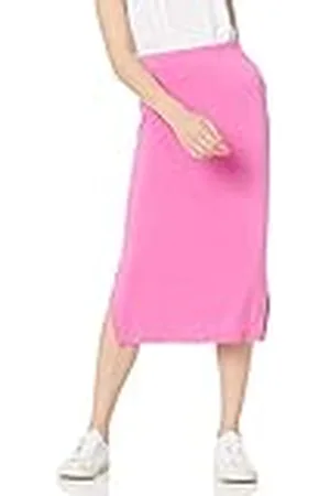 Amazon Falda Midi de Punto sin Cierre (Disponible en Tallas Grandes) Mujer, , M