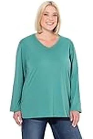 Ulla Popken Shirt, V-Ausschnitt, Relaxed, Langarm Túnica, , 50-52 Mujeres