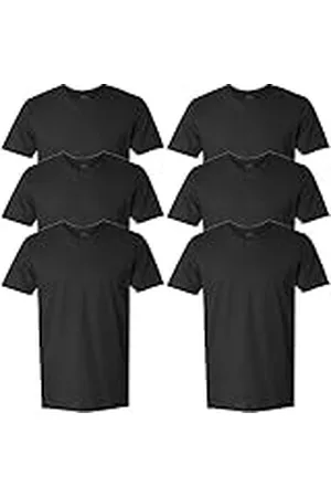 Fruit Of The Loom Camiseta Stay Tucked Crew, Regular-Paquete de 6 Negro, M para Hombre