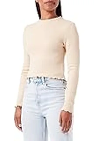 ONLY Onlkitty L/S Top Cropped Jrs Noos Camiseta de Manga Larga, Crema Irlandesa, M Mujeres