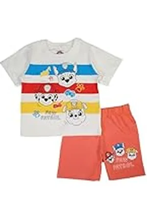 Disney PAW PATROL, Conjunto de 2 piezas, Camiseta + Pantalones cortos, Niños, (2 a 8 años), Mixto, Niño, Niña, Suave, Lindo, Cálido, Camiseta, Pantalones cortos, Modelo PAW 52042924 S1-2A, ORANGE