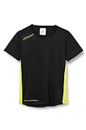Uhlsport Essential MC Camiseta de Juego Manga Corta, Hombre, Negro/Amarillo Lima, 104