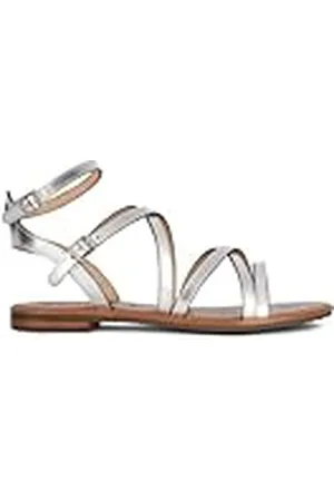 Geox D Sozy S G, Sandalia Plana, Plata, 36 EU