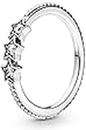 PANDORA Passions Anillo con diseño de estrellas celestiales de plata de ley con circonitas cúbicas transparentes, talla 58