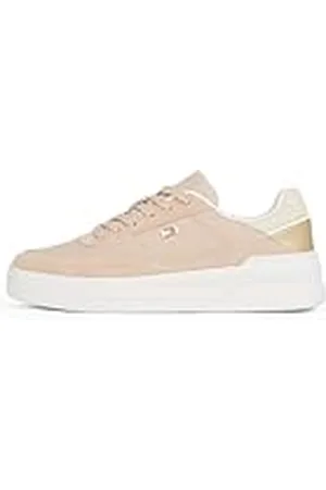 Tommy Hilfiger Basketball Sneaker Mujer Metallic Calzado, Beige , 40