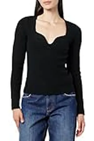 THE DROP Preston Jersey Acanalado con Escote en Forma de Corazón para Mujer, , S