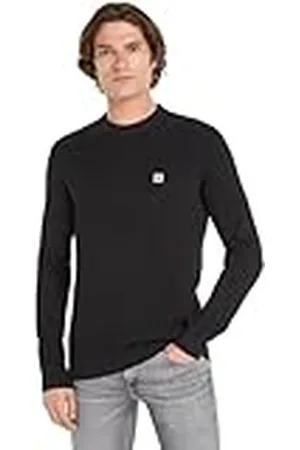 Calvin Klein Jeans CK EMBRO BADGE SWEATER J30J324598, Suéter de cuello redondo para Hombre, Negro (Ck Black), XS