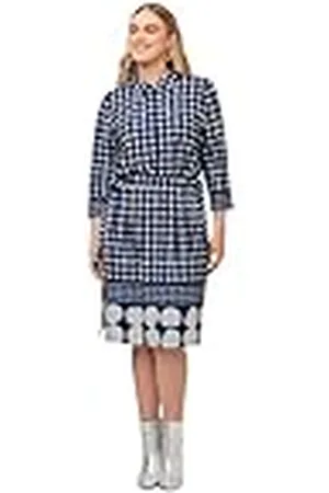 Ulla Popken Vestido Estampado de Lunares, Marino Oscuro, 48-50 para Mujer
