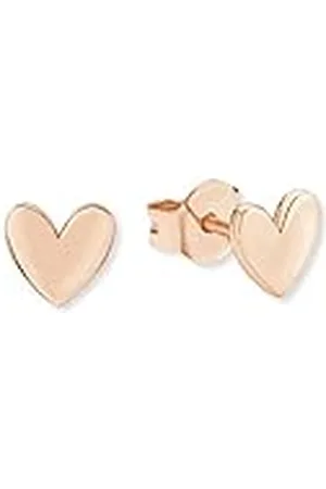 QS by s.Oliver Pendientes de plata de ley 925 Pendientes de las señoras, 0.5 cm, Rose, Corazón, Viene en caja de regalo de joyería