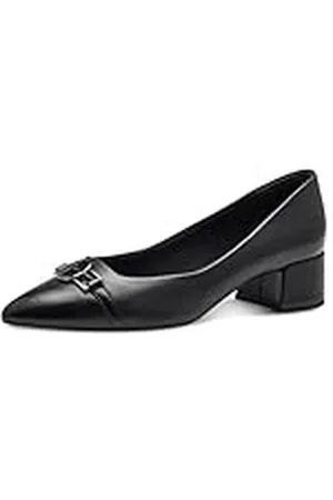 Tamaris Zapatos de Salón de Piel para Mujer, Tacón Cuadrado, Cómodos, Negro, 40 EU