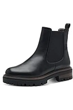 Tamaris Mujer Botines, señora Botas Chelsea,TOUCHit,Bota de Deslizamiento,Botas,Medias Botas,botín,Plano,Black Matt,39 EU