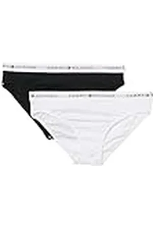 Tommy Hilfiger Braguitas Chicas Pack de 2 con Logotipo en la Cintura, Blanco (White/Black), 10-12 Años