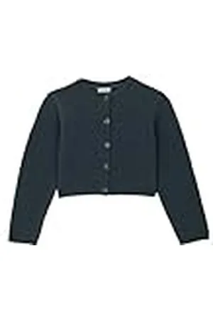 Gocco Chaqueta de Punto Niña, Color Azul Plomo, Chaqueta Corta de Punto Standard, Cuello Redondo, Cierre Botones, Estilo Elegante, Ropa Infantil Versátil, Diseño Exclusivo, de 7 a 8 Años