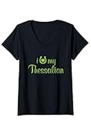 Hip Mujer Entrenador de equitación I Love My Thessalian Horse Equestrian Show Camiseta Cuello V