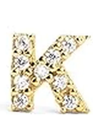 SINGULARU Pendiente Suelto Letter Sparks. Inicial en Plata de Ley 925 con Acabado Baño de de 18 Kt. Cierre Tuerca a Presión. Joyas para Mujer. Letra K