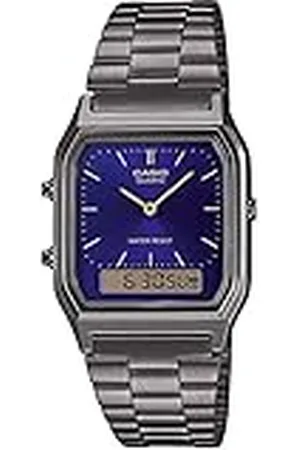 Casio Reloj Cuarzo Unisex 30.00mm con dial Análogico-Digital Azul y Correa de Pulsera de Metal Plata AQ-230EGG-2AEF