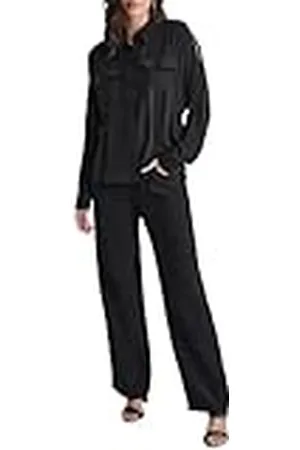 DKNY Long Sleeves Cut Shoulder Button Front Blouse, , S Mujeres