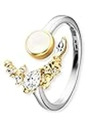 Engelsrufer Anillo de mujer de de ley 925 con piedra lunar y circonia, tamaño ajustable, ERR-LILMOON-MO-BIG, talla única, esterlina, Circonita cúbica.
