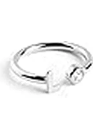 SINGULARU Anillo Personalizado Letter Spark . Ajustable. de Ley 925 con Acabado Baño de Rodio. Talla Unica. Joyas para Mujer. Letra L