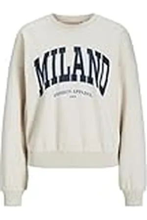 JACK & JONES Jxmerle RLX Short LS Crew Swt Sudadera, Rayo de Luna/Estampado: Milano, M para Mujer
