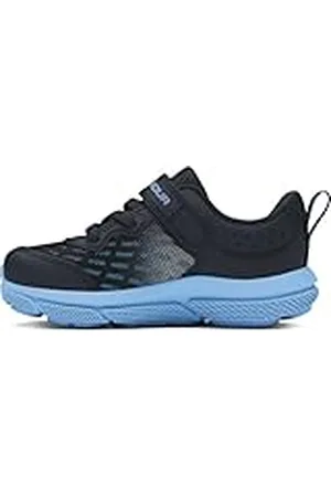 Under Armour UA BINF Assert 10 AC Ligeras deportivas de niño, zapatillas de entrenamiento con mediasuela de EVA, color negro/azul eléctrico/blanco