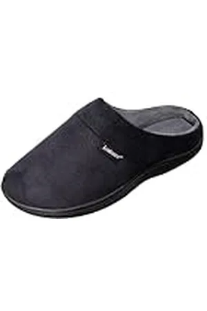 Isotoner Pantuflas de microfibra Devin para hombre con espuma de memoria refrescante para interiores y exteriores, color negro, talla M, , Medium