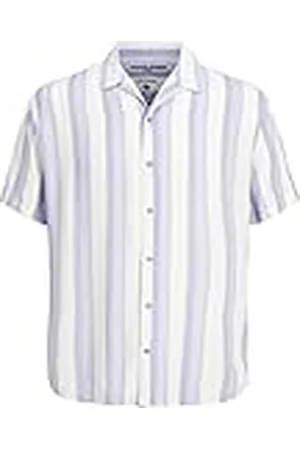 JACK & JONES Jcochain Reggie Stripe Resort-Camiseta de Manga Corta, diseño Camisa, , XL para Hombre