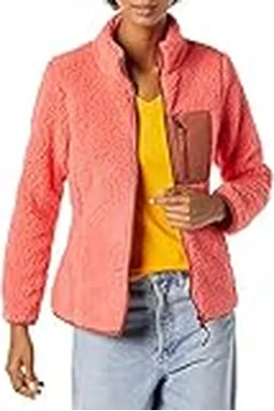Amazon Chaqueta Sherpa de Manga Larga con Cuello Levantado, Cremallera Completa y Ribete Tejido (Disponible en Tallas Grandes) Mujer, , M