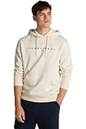 Tommy Hilfiger Sudadera Hombre Linear Logo con Capucha, Gris (Oat Marl Htr), XXL