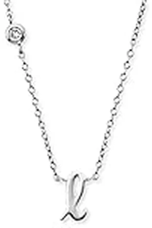 Engelsrufer Collar para mujer de de ley con colgante de letra L, con una piedra de circonita, ajustable en dos longitudes, longitud: 44 cm, Länge 40 + 4 cm, esterlina, Circonia cúbica