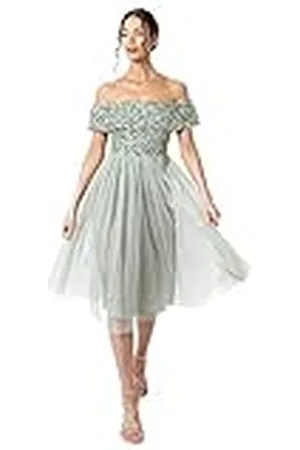 Maya Deluxe Vestido Midi Adornado con Bardot Dama de Honor, , 36 para Mujer