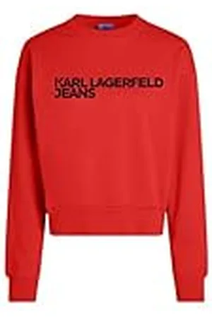 Karl Lagerfeld Para Mujer, Sudadera Regular con el Logotipo Essential, Rojo Pompeyano, Extrapeños