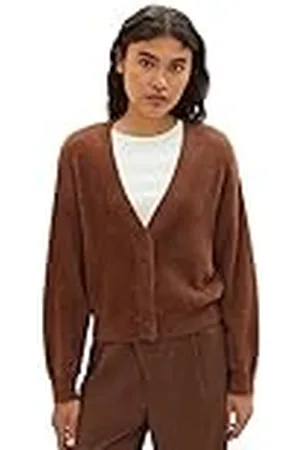 TOM TAILOR 1038139 Chaqueta de Punto, 19714-Roasted Coffee Brown, XXL para Mujer