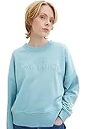 TOM TAILOR 1032938 Sudadera con Logotipo Impreso, 30271-Bright Reef Blue, XXL para Mujer
