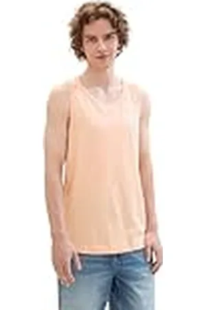 TOM TAILOR 1043178 Camiseta de Tirantes de Verano con Estampado de Palmeras, 31080-Sunny Apricot, M Hombres