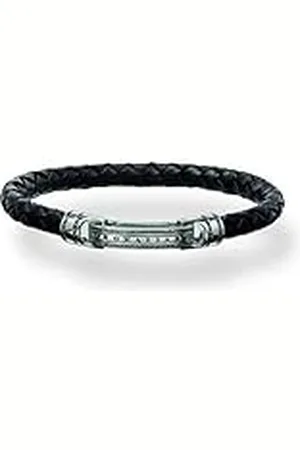 Thomas Sabo Rebel at Heart LB40-008-11-M - Pulsera de Plata 925 para Hombre, 16 cm, 16 cm, Cuero Plata de Ley