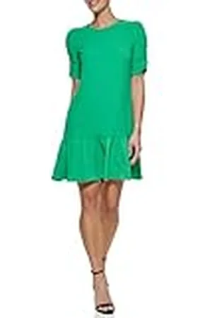 DKNY Vestido Trapezoidal Mangas rizadas, , 40 para Mujer