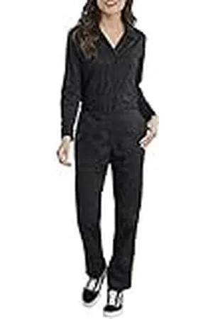 Dickies Mono de Sarga de algodón de Manga Larga Overoles utilitarios de Trabajo, Negro, M para Mujer