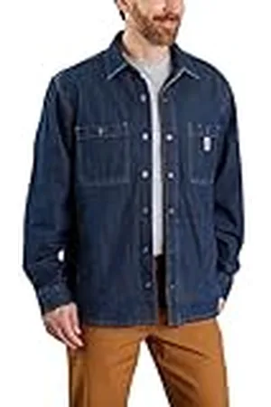 Carhartt Camiseta Vaquera de Corte Relajado con Forro Polar a presión Work Utility Button Down Shirt, , S para Hombre