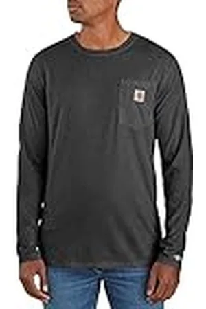 Carhartt Herren Force Relaxed Fit Midweight Long-Sleeve Pocket Arbeits-t-Shirt, Carbon Heather Gr. L Camiseta, Gris, Hombres