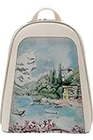 Dogo Femme Cuir Vegan Crème Fait Main et Mode Sac à dos - Lago di Como Motif