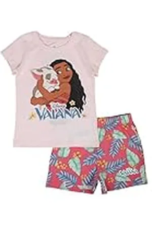 Disney VAIANA, Conjunto de 2 piezas, Camiseta + Pantalones cortos, Niños, (2 a 8 años), Unisex, Niño, Niña, Suave, Lindo, Cálido, Camiseta, Pantalones, Modelo DIS VAI 5204048 S2-5A, ROSE