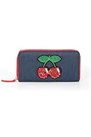 FRANCO COSIMO PANINI PACHA – Cartera con cremallera Around, interior doble fuelle y 4 espacios para tarjetas, bolsillo central para monedas cerrado con cremallera, con detalles de PU rojo, tamaño 18 x 9 x 2 cm –