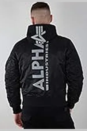 Alpha Industries MA-1 ZH Back Print Chaqueta, Negro (Black/Reflective-258), XL para Hombre