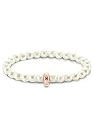 Thomas Sabo Pulsera de cuentas con dijes de plata chapada en oro X0284-428-14-L15