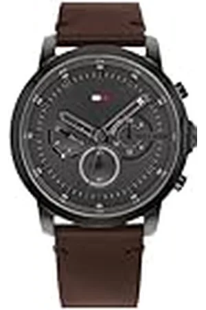 Tommy Hilfiger Reloj Analógico de Cuarzo Multifunción para Hombre con Correa de Cuero Marrón Oscuro - 1791799