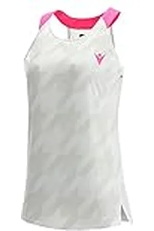 macron Padel Prime CB Iciar Tank Woman White/Neon Pink Printed Canotta da gioco, Mujer, Color Blanco, X-Large