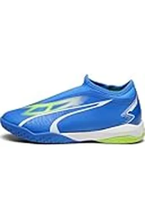 PUMA Match LL IT + Mid JR, Zapatillas de fútbol, Ultra Blue White-Pro Green, 37.5 EU