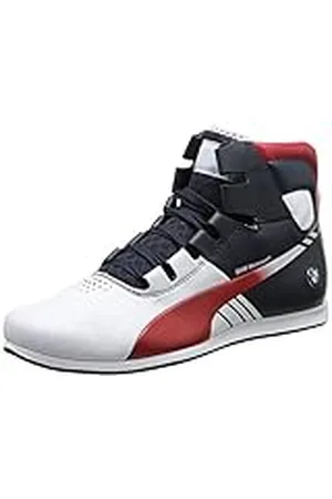 PUMA Mid Vulc Fur Jr, Zapatos de Cordones Hombre, White/Risk Red/Team Blue, 44.5 EU