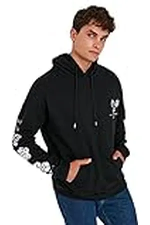 Trendyol Hood Geometric Pattern Oversize Sweatshirt Sudadera, , S para Hombre